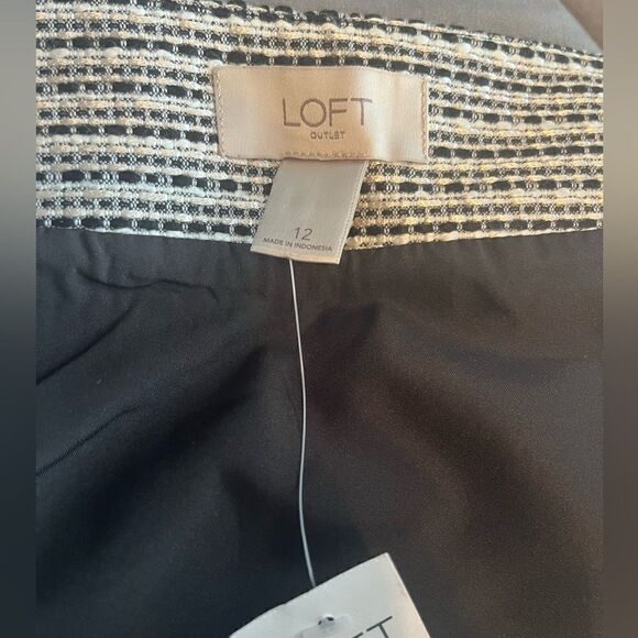 Loft Black/White Tweed Fringe Bottom Mini Skirt - Picture 5 of 9